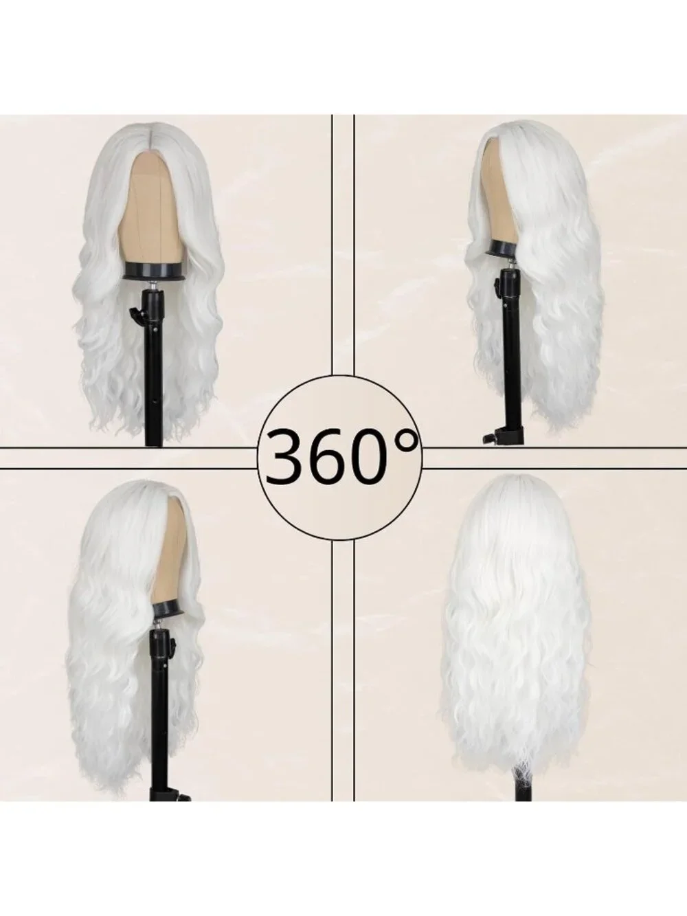 Women's White 26 Inch Charming Middle Part Heat Resistant Fiber Wigs